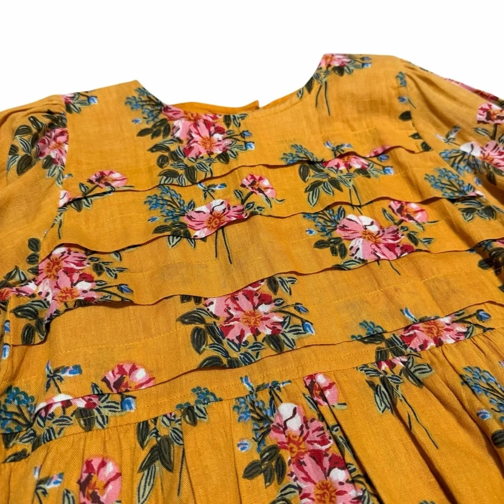 NWT Pink Chicken Girls Inca Gold Franken Floral Evelyn Dress | Size 8Y